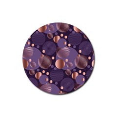 Random Polka Dots, Fun, Colorful, Pattern,xmas,happy,joy,modern,trendy,beautiful,pink,purple,metallic,glam, Rubber Coaster (round)  by NouveauDesign