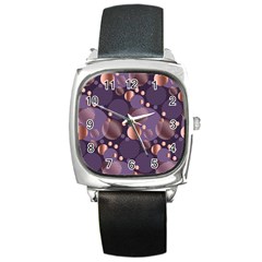 Random Polka Dots, Fun, Colorful, Pattern,xmas,happy,joy,modern,trendy,beautiful,pink,purple,metallic,glam, Square Metal Watch by NouveauDesign