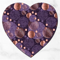 Random Polka Dots, Fun, Colorful, Pattern,xmas,happy,joy,modern,trendy,beautiful,pink,purple,metallic,glam, Jigsaw Puzzle (heart) by NouveauDesign