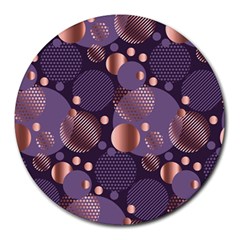 Random Polka Dots, Fun, Colorful, Pattern,xmas,happy,joy,modern,trendy,beautiful,pink,purple,metallic,glam, Round Mousepads by NouveauDesign