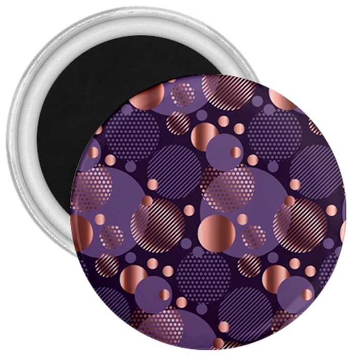 Random polka dots, fun, colorful, pattern,xmas,happy,joy,modern,trendy,beautiful,pink,purple,metallic,glam, 3  Magnets