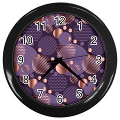 Random Polka Dots, Fun, Colorful, Pattern,xmas,happy,joy,modern,trendy,beautiful,pink,purple,metallic,glam, Wall Clocks (black) by NouveauDesign