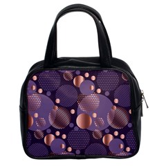 Random Polka Dots, Fun, Colorful, Pattern,xmas,happy,joy,modern,trendy,beautiful,pink,purple,metallic,glam, Classic Handbags (2 Sides) by NouveauDesign