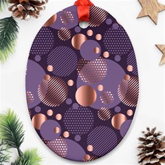 Random Polka Dots, Fun, Colorful, Pattern,xmas,happy,joy,modern,trendy,beautiful,pink,purple,metallic,glam, Oval Ornament (two Sides) by NouveauDesign