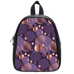 Random Polka Dots, Fun, Colorful, Pattern,xmas,happy,joy,modern,trendy,beautiful,pink,purple,metallic,glam, School Bag (small) by NouveauDesign