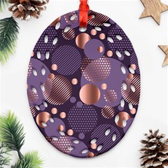 Random Polka Dots, Fun, Colorful, Pattern,xmas,happy,joy,modern,trendy,beautiful,pink,purple,metallic,glam, Oval Filigree Ornament (two Sides) by NouveauDesign