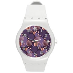 Random Polka Dots, Fun, Colorful, Pattern,xmas,happy,joy,modern,trendy,beautiful,pink,purple,metallic,glam, Round Plastic Sport Watch (m) by NouveauDesign