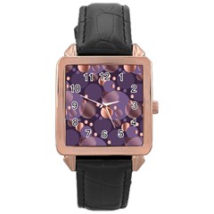 Random Polka Dots, Fun, Colorful, Pattern,xmas,happy,joy,modern,trendy,beautiful,pink,purple,metallic,glam, Rose Gold Leather Watch  by NouveauDesign