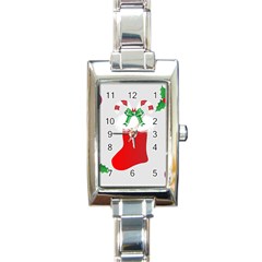 Christmas Stocking Rectangle Italian Charm Watch by christmastore