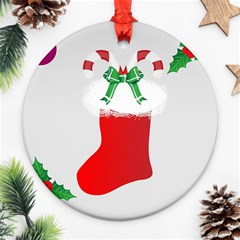 Christmas Stocking Round Ornament (two Sides) by christmastore