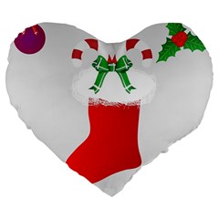 Christmas Stocking Large 19  Premium Flano Heart Shape Cushions