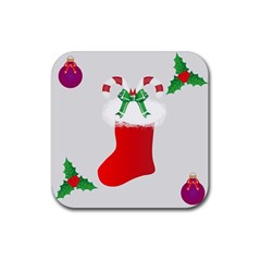 Christmas Stocking Rubber Coaster (square)  by christmastore