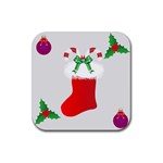 Christmas Stocking Rubber Coaster (Square)  Front