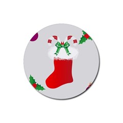 Christmas Stocking Rubber Round Coaster (4 Pack) 