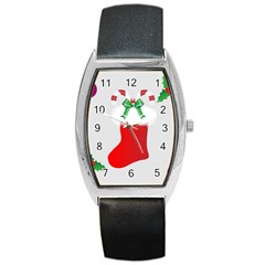 Christmas Stocking Barrel Style Metal Watch by christmastore