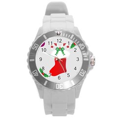 Christmas Stocking Round Plastic Sport Watch (l)