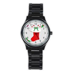 Christmas Stocking Stainless Steel Round Watch by christmastore