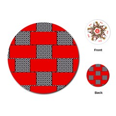 Black And White Red Patterns Playing Cards (round) 