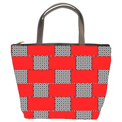 Black And White Red Patterns Bucket Bags by Celenk