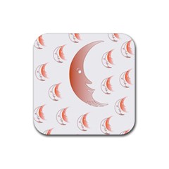 Moon Moonface Pattern Outlines Rubber Coaster (square)  by Celenk