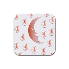 Moon Moonface Pattern Outlines Rubber Square Coaster (4 Pack)  by Celenk