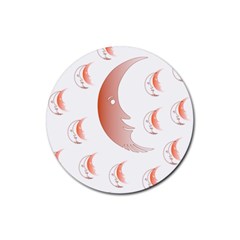 Moon Moonface Pattern Outlines Rubber Round Coaster (4 Pack)  by Celenk