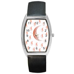 Moon Moonface Pattern Outlines Barrel Style Metal Watch by Celenk