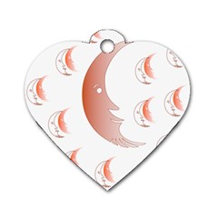 Moon Moonface Pattern Outlines Dog Tag Heart (two Sides) by Celenk