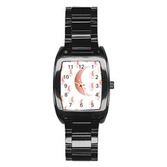 Moon Moonface Pattern Outlines Stainless Steel Barrel Watch by Celenk