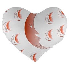 Moon Moonface Pattern Outlines Large 19  Premium Flano Heart Shape Cushions by Celenk