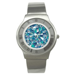 Abstract Background Blue Teal Stainless Steel Watch by Celenk