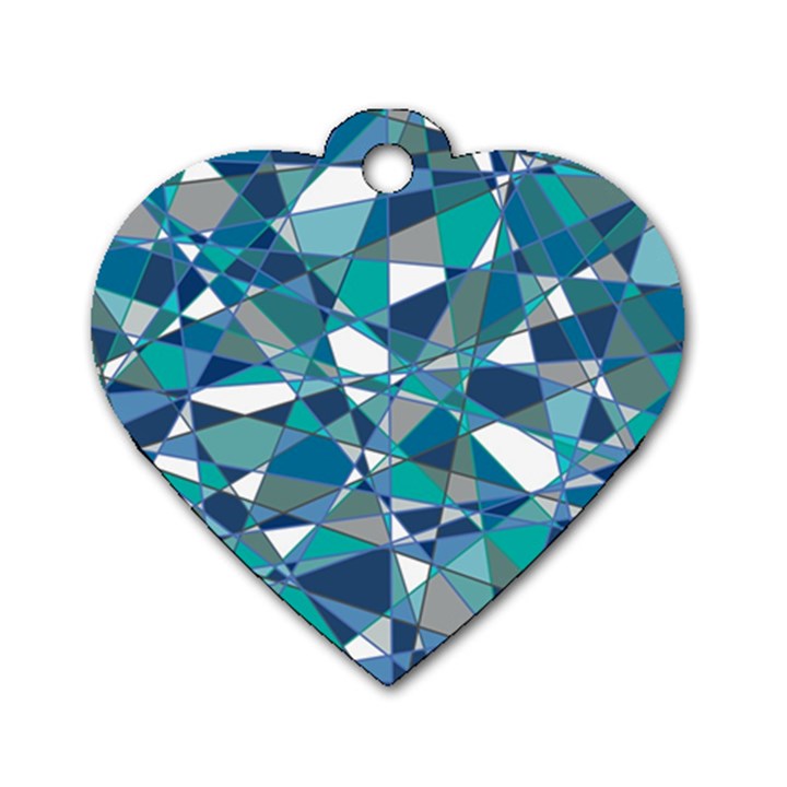 Abstract Background Blue Teal Dog Tag Heart (One Side)