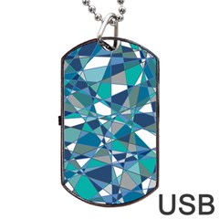 Abstract Background Blue Teal Dog Tag Usb Flash (two Sides) by Celenk