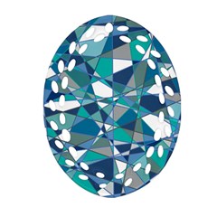 Abstract Background Blue Teal Oval Filigree Ornament (two Sides) by Celenk