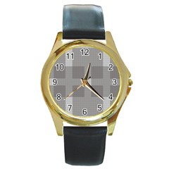 Gray Designs Transparency Square Round Gold Metal Watch by Celenk