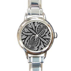 Fractal Symmetry Pattern Network Round Italian Charm Watch