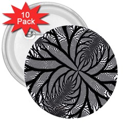 Fractal Symmetry Pattern Network 3  Buttons (10 pack) 