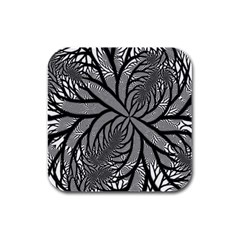 Fractal Symmetry Pattern Network Rubber Square Coaster (4 Pack)  by Celenk