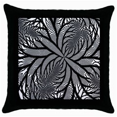 Fractal Symmetry Pattern Network Throw Pillow Case (Black)