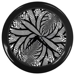 Fractal Symmetry Pattern Network Wall Clocks (Black)