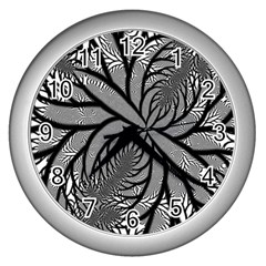 Fractal Symmetry Pattern Network Wall Clocks (Silver) 