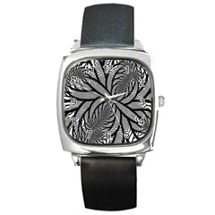 Fractal Symmetry Pattern Network Square Metal Watch by Celenk