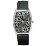 Fractal Symmetry Pattern Network Barrel Style Metal Watch Front