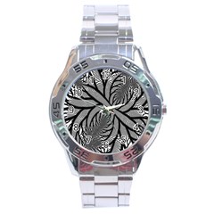 Fractal Symmetry Pattern Network Stainless Steel Analogue Watch