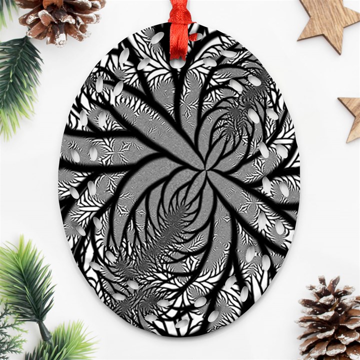 Fractal Symmetry Pattern Network Ornament (Oval Filigree)