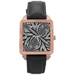 Fractal Symmetry Pattern Network Rose Gold Leather Watch  Front