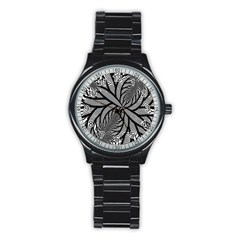 Fractal Symmetry Pattern Network Stainless Steel Round Watch