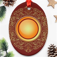 Badge Gilding Sun Red Oriental Ornament (oval) by Celenk