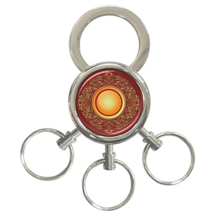 Badge Gilding Sun Red Oriental 3-Ring Key Chains