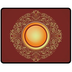 Badge Gilding Sun Red Oriental Fleece Blanket (medium)  by Celenk